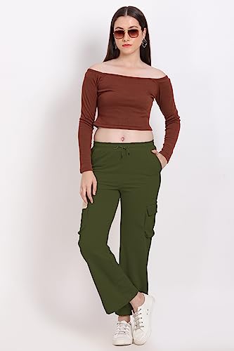 Image of Women's Cotton Fabric Stylish Cargo Pocket Lower /Sweatpants