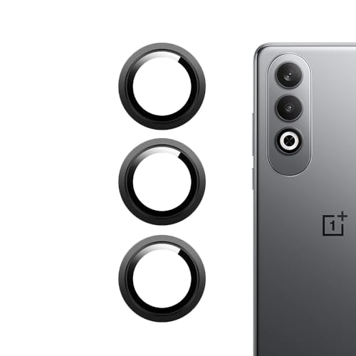 Amazon Brand - Solimo Camera Glass Lens Protector Ring for OnePlus Nord CE 4 Back Case Friendly with Edge to Edge Coverage and Easy Installation (Black)