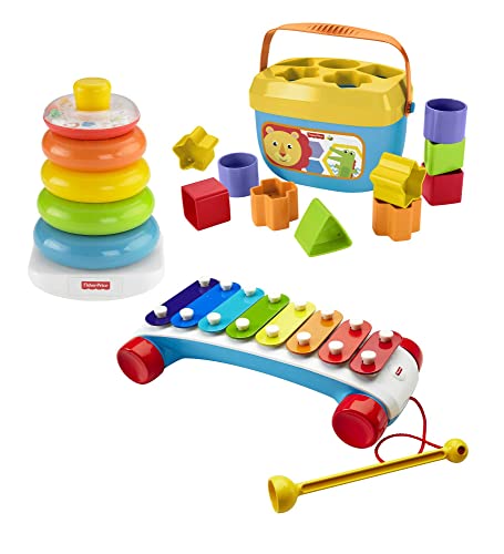 Fisher-Price Classic Infant Trio, toy set of three baby toys for stacking, sorting and musical play by Fisher-Price - Used condition - CA$23.79