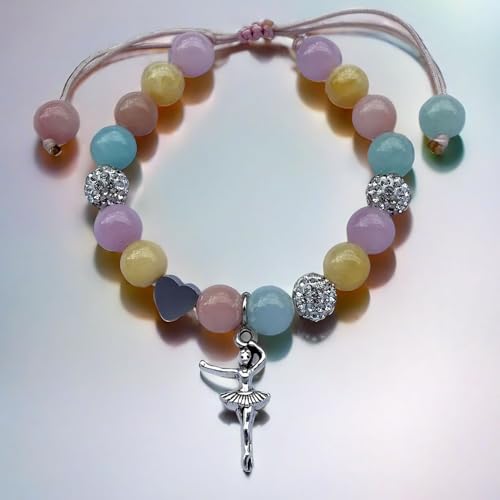 Image of DOLON Colorful Stones Handmade Crystal Ballet Charm Bracelet First Recital Stage Performance Dance Competition Encouragement Gift for Her