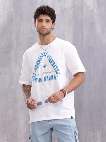 Image of WROGN Men's Cotton T-Shirt | Retro Typography Print | Oversized Fit