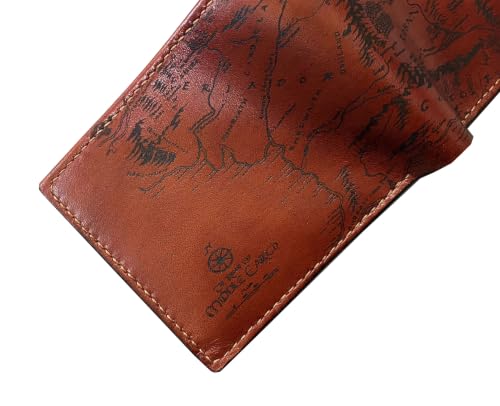 Image of Vintage Handmade Mens Wallet - Genuine Leather Bifold with Map Engraving, Customizable Gift - 7CH