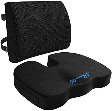 DREAM ART Memory Foam Seat Cushion & Lumbar Support Back Cushion Combo - Orthopedic Design for Coccyx & Tailbone Pain - Can Help Sciatica - Perfect for Office Chair,Car and Wheelchair…