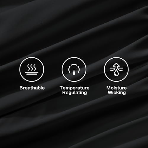 Image of Andency Black Queen Sheets Set 100% Viscose Derived from Bamboo | Cooling Summer Sheets, Deep Pocket Up to 16 inch, Silky Soft Hotel Luxury Breathable Bedding Sheets & Pillowcases