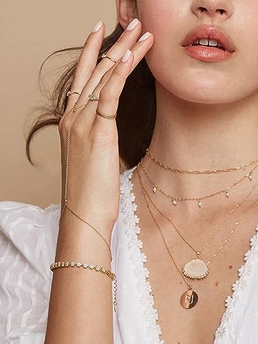 Canevinka 18K Gold Plated Natural Scallop Pendant Necklace Dainty Personalized Handmade Layered Charm Summer Beach Necklace Seashell Pendant Thin Cable Chain Necklace For Women thumb #2
