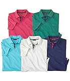 Maschinenwaschbar bei 30° ATLAS FOR MEN - 5er-Pack Herren-Poloshirts - 60% Baumwolle 40% Polyester - Kurze Ärmel - Verfügbar in großen Größen von M bis 5XL