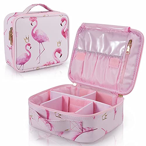 Makeup Bag for Girls, Travel Makeup Bags, Large Cosmetic Bag for Women Travel Toiletry Bag for Girls Pretend Makeup Storage Brush Organizer Bags (Squishy, Flamingo)