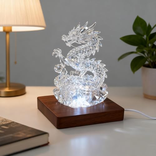 Image of Wooden LED Light Base Display Lighted Base for Crystals - Brown Square Wood Display Lighted Bases Pedestal Stand for Room Office Home Decor