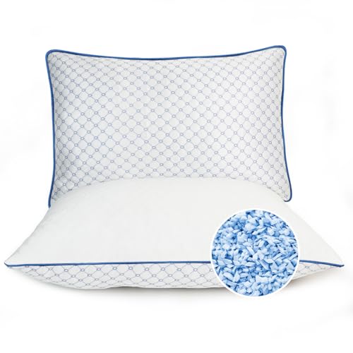 Image of Adjustable Bed Pillows Standard Size Set of 2 for Sleeping, Soft and Supportive Bed Pillows with Memory Foam Filling for Side and Back Sleepers, Neck Supportive-Standard Size, 2 Pack