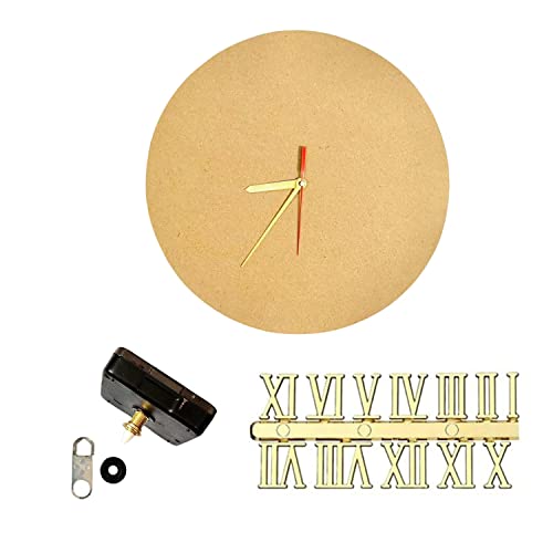 Image of R H LIFESTYLE DIY Clock Making Kit Round Wooden Base with Roman Number, Clock Hands and Movement Machine Resin Clock Epoxy Kit (6 INCH)