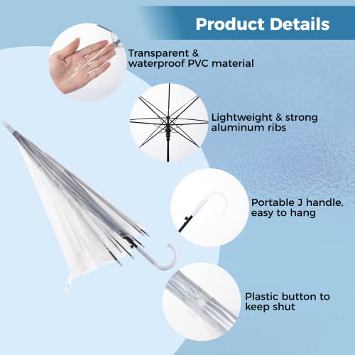Wedding Umbrellas, 4Cps Auto Open Clear Bubble Umbrellas With J Handle, Rainproof Windproof Large Bubble Umbrellas For Weddings, Proms, Rain Ceremonies, Daily Protection #TOP3