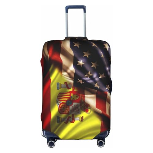 Travel Luggage Cover Combined Spain And Usa Flag Fashion Washable Baggage Suitcase Protector Fit For Luggage Small