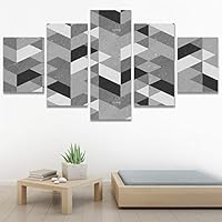 SIGNWIN 5 Panel Canvas Wall Art Modern Art Contemporary Dramatic Geometric Mixed Media Multicolor Patterns for Home Decorations Ready to Hang - 60