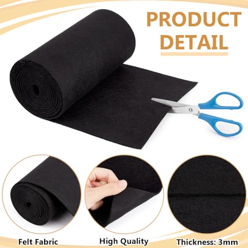 Image of BENECREAT 118x9.45inch Black Felt Roll, Non Woven Felt Fabric, Craft Felt Fabric for Patchwork Sewing Decoration Craft DIY, 3mm Thick