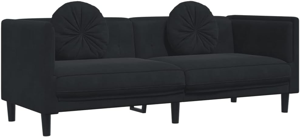 Sofa Set Black Velvet Living Room Furniture