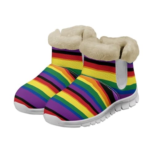 Jeiento Womens Snow Boots for Outdoor Warm Work Ankle Boots Comfortable Slip On Walking Boots Lightweight Low Heel Anti-Slip Boots