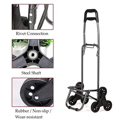 Leichte 2,5 kg Treppenklettern Faltbare Einkaufstrolley Tasche mit 6 Rädern Faltbarer Stahlrahmen Wäsche Utility… – Bild 5