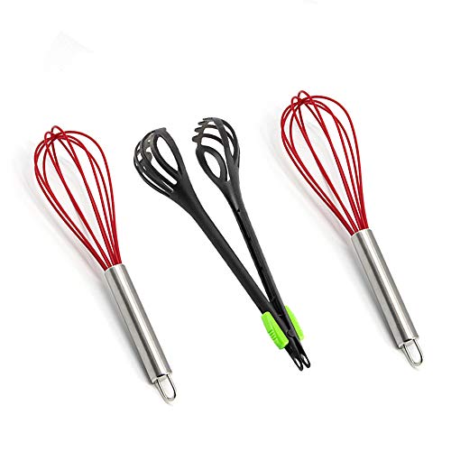 Fouet de Cuisine, 3 Pièces Fouet en Acier Inoxydable, Batteur à œufs Multifonctionnel, Batteur à œufs Manuel, Fouet en Fil de Ballon, Outils Essentiels pour la Cuisine, pour Mélanger, Fouetter Cover