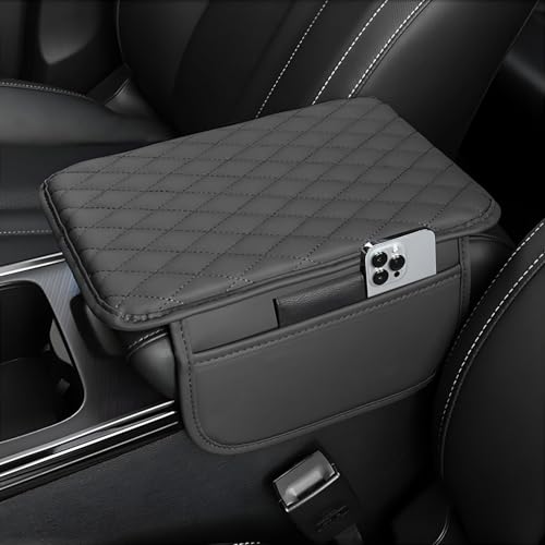 Image of SIAGO Car Armrest Cover Cushion with Storage Bags | Soft Center Console Protector Pad | Non-Slip, Waterproof & Durable | Universal Fit for Cars, SUVs & Trucks (Grey) SIA144