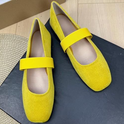TN TANGNEST Ballet Flat Shoes for Women Elastic Band Comfortable Square Toe Dressy Mary Jane Flats 24