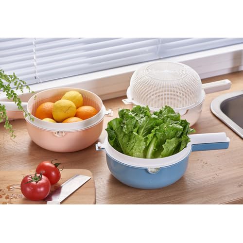 Cesta coladora de doble capa con tapa para lavado de frutas 4
