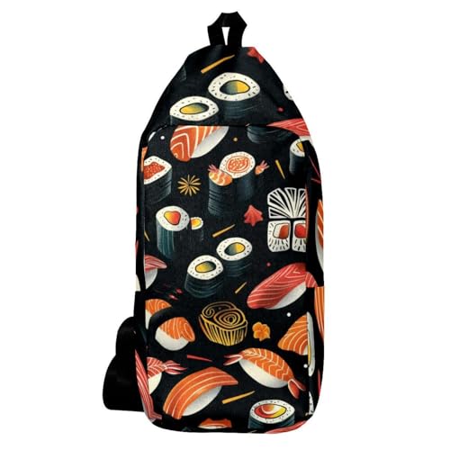 Sac à dos à bandoulière imprimé sushi saumon multicolore compact 16cm