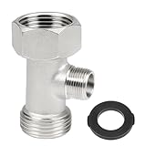 Bidet T Adapter, 3-Way Tee Connector 7/8'x7/8'x3/8' with Gasket - Toilet Faucet Splitter & Shower Head Diverter Valve for Bidet Sprayer Attachment, Bidet Hose Fitting for RV & Home Plumbing