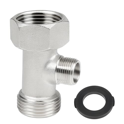 Bidet T Adapter, 3-Way Tee Connector 7/8'x7/8'x3/8' with Gasket - Toilet Faucet Splitter & Shower Head Diverter Valve for Bidet Sprayer Attachment, Bidet Hose Fitting for RV & Home Plumbing