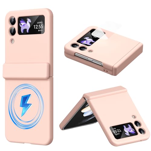 Coque Samsung Z Flip3 magnétique rose antichoc à bague et protection écran intégrée