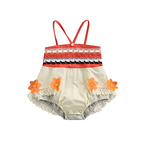 Baby Girl Moana Fancy Dress Romper Sister Matching Ruffle Lace Outfits Costume (12-18 Months, Romper #1)