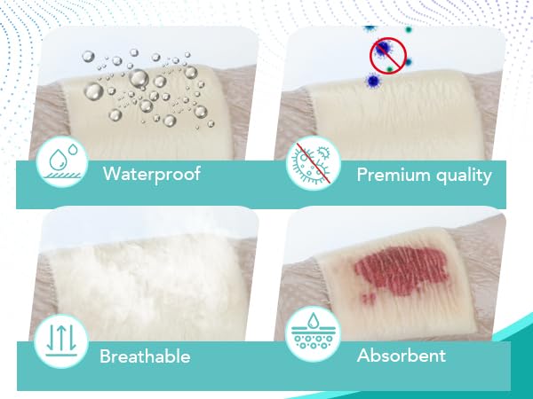 Miniatura 5 de Apósito de espuma de silicona de 4 x 4 pulgadas, vendajes de silicona impermeables para heridas, almohadillas de 5 capas con borde adhesivo para