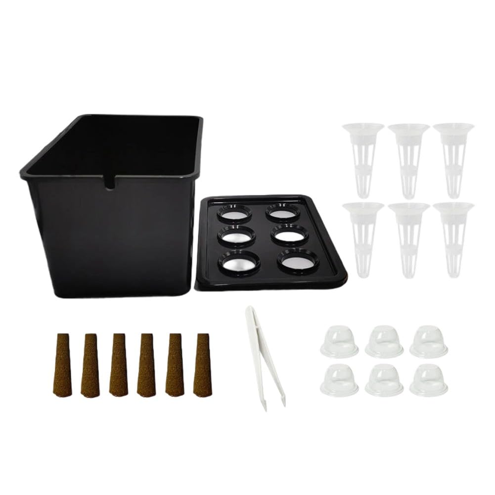 Vilgftyiet Self-Watering Hydroponic Grower Kit for Herbs, Indoor Water Culture Planting System with Sprout Cups, Plastic Growing Box for Home Garden Use, Space-Saving Design (White)