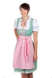 Sexy Mini Dirndl 3-tlg. in grün kariert mit weißer Bluse und rosa Gr. 36