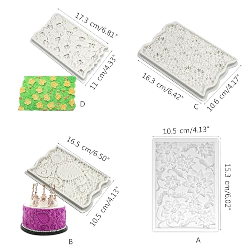 Molde de silicona decorativo con diseño de flores y hojas miniatura 5