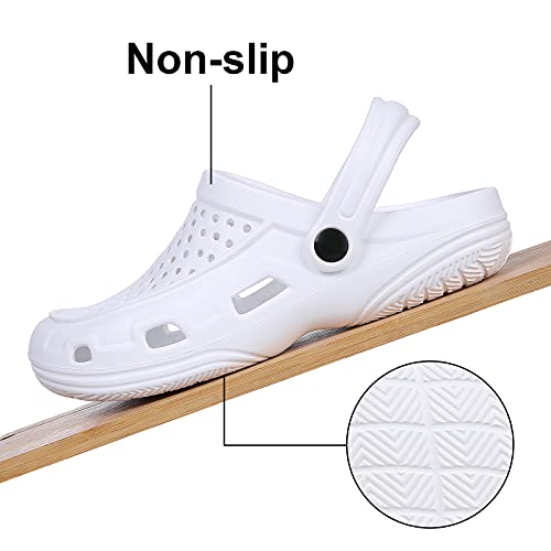 Beslip Unisex Garden Clogs Shoes Comfortable Slip-On Summer Beach Sandals For Women And Men, White Women Size 10-10.5 #TOP2