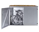 Fahrradgarage mit Pflanzenwanne aus Edelstahl 200x93x144 cm, Gartenhaus Fahrradhaus