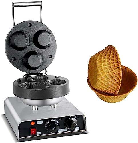 XAoSCd Máquina Comercial para Hacer Conos De Waffle De 1750 W, con Control De Temperatura Y Tiempo De 50 A 300 °C, Molde para Tortillas Crujientes, Ideal para Desayuno, Cocina,