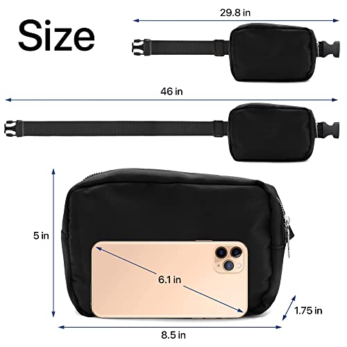 Image of Nollia Belt Bag with Adjustable Strap Waterproof Fanny Pack Everyday Workout Crossbody Sling Bag-Black