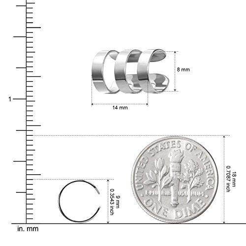 JewelrieShop Earcuffs for Men Stainless Steel Clip on Cartilage Helix Ear Cuffs Non-Piercing Punk Earrings Women4