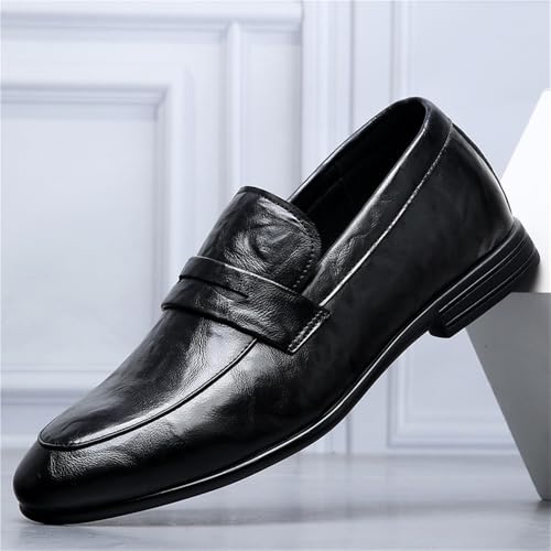 Men's Genuine Leather Slip On Loafers Spring Fashion Korean Style Soft Sole Casual Dress Shoes Comfortable Versatile Trendy Footwear2