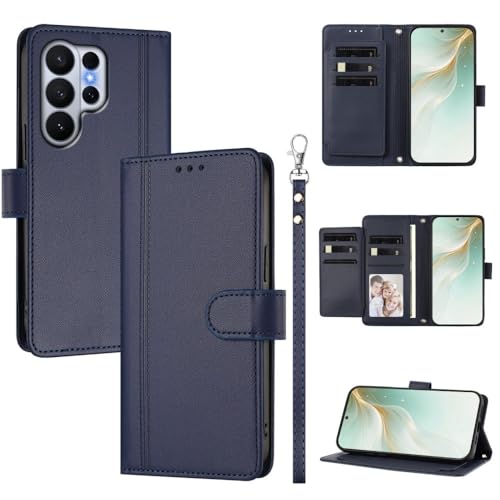 Étui Samsung Galaxy S25 FE bleu foncé avec fermeture magnétique et fente carte