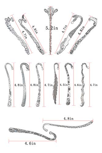 Hostk 10Pc Silver Metal Bookmark Hairpin Hook Carved Antique Vintage With Pendant Jewellery Making Mermaid Souvenirs Plain Embossed #TOP4