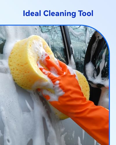 Temede 5-Pack Car Wash Sponges, 9.1\" x 4.3\" x 2.4\" Large Sponges, Extra Thick Foam Kit for All-Purpose Cleaning, Ideal Washing Sponges for Kitchen, Bathroom, Household