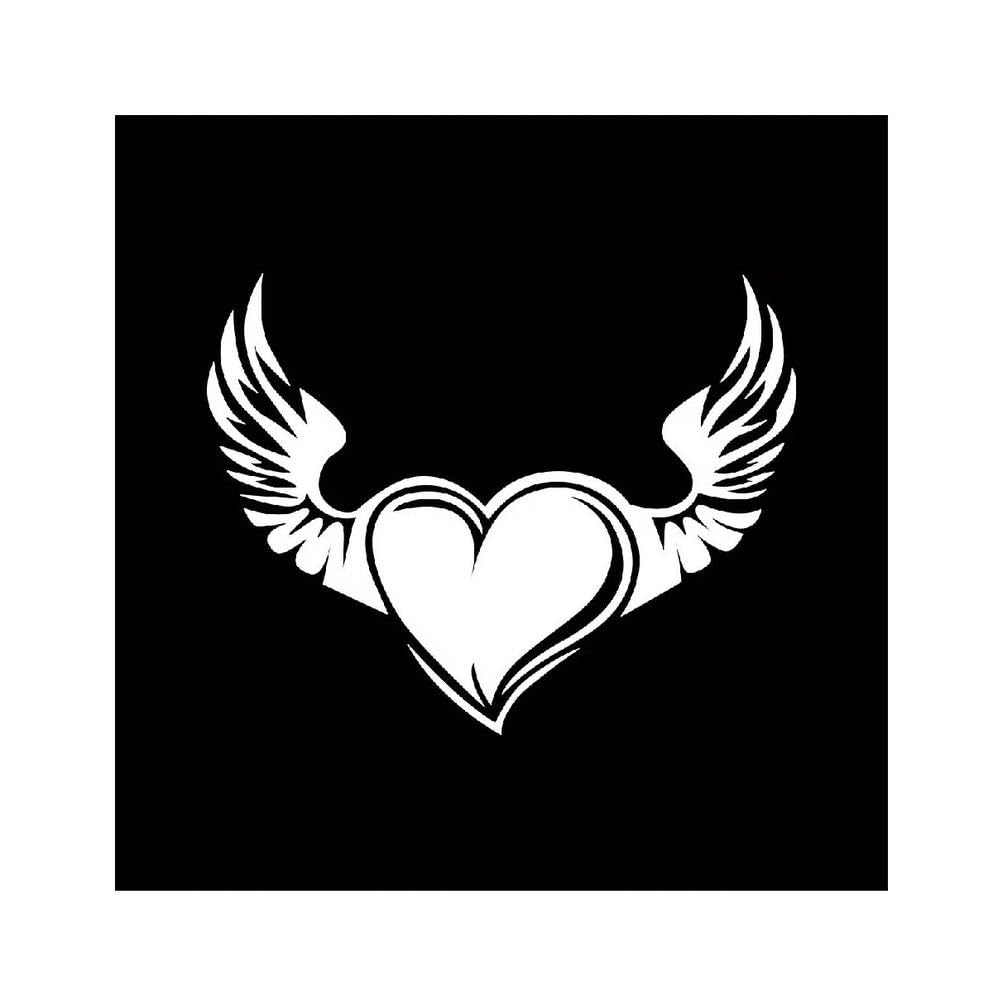 Heart with Wings Vinyl Sticker Self-Adhesive Decal for Cars Laptops Windows(White)