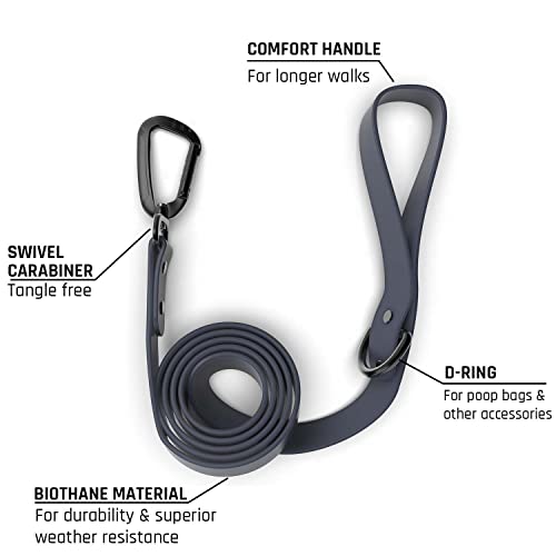 Heavy Duty Biothane Dog Leash - Blue-Grey Waterproof Dog Leashes For Large Dogs With Swivel Lock. Durable Strong Dog Leash With No Plastic. Biothane Leash Is The Perfect Dog Hiking Gear #TOP2