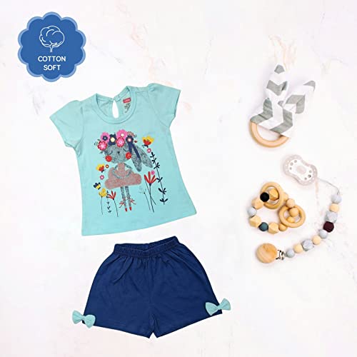 Image of LuvLap Baby Girls Regular Fit 100% Cotton Half Sleeves Girls Top CoSet Pack of 3