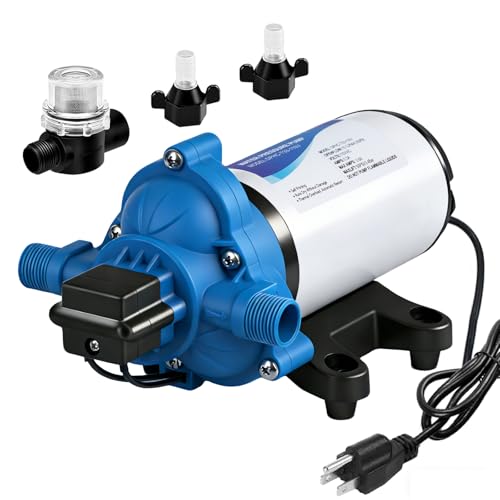 DC HOUSE 110V RV Camper Water Pressure Diaphragm Pump, 4GPM 50PSI 33-Series, On Demand Fresh Water Pump with Pressure Switch for Bathroom Shower Kitchen Sink, Food Truck & Marine Use