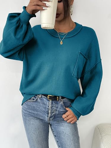 Image of Zeagoo Sweaters for Women 2025 Trendy Fall Fashion Oversized Lantern Long Sleeve Knitted Pullover Tops Outfits