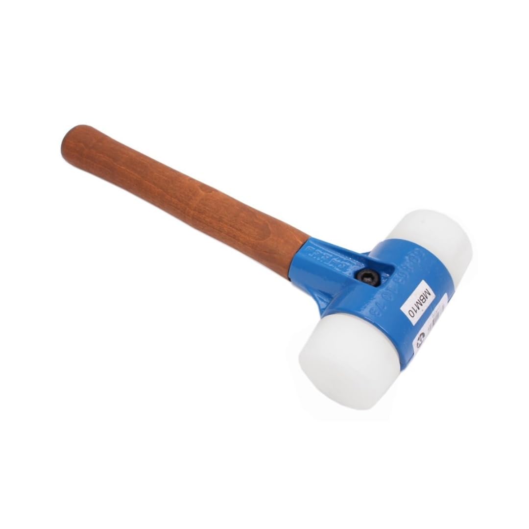 BSD Maillet Professionnel à Double Face 3.2kg 80mm - Nylon + Nylon - Maillet à Poignée en Bois, Maillet en Caoutchouc Lourd, Maillet Caoutchouc