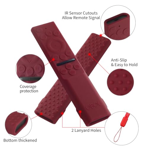 Image of Oboe Silicone Tv Remote Cover Compatible with Samsung Smart Tv Remote 2026 Model BN59-01498A Key Cover Case with Lanyard (B-Wine Red) REMOT E NOT Included